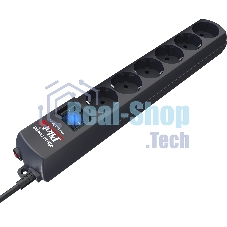 Сетевой фильтр Pilot S 6 розеток (5 евро + 1 без заземления) 1.8 м, графит
