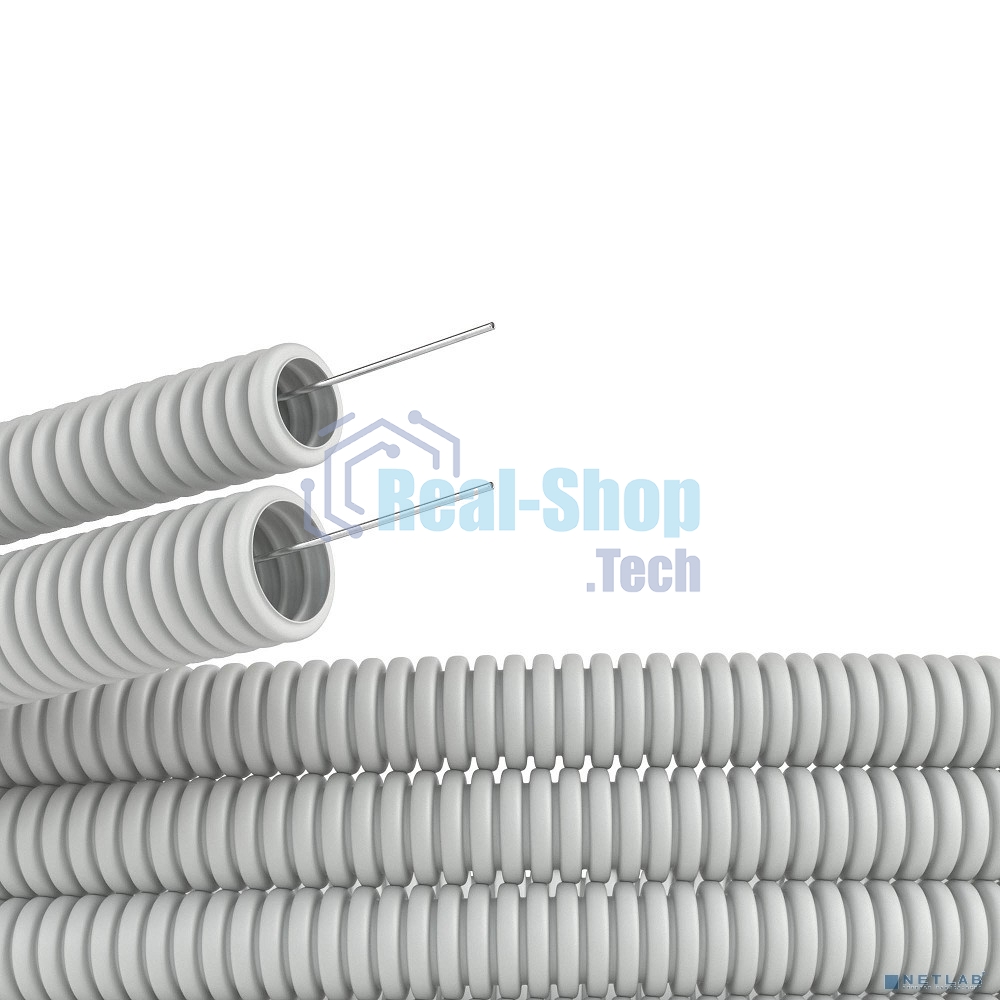 Труба гофрированная ПВХ d40 мм c протяж. сер. (уп. 20 м) ДКС 91940