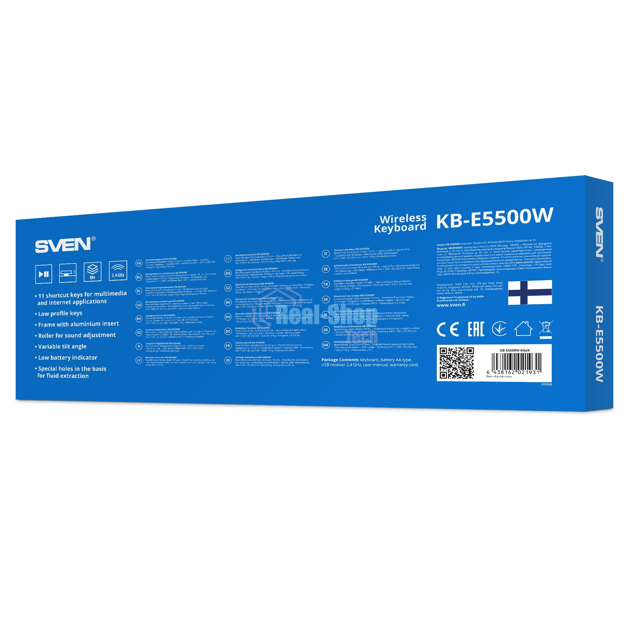 Клавиатура беспроводная SVEN KB-E5500W USB черный