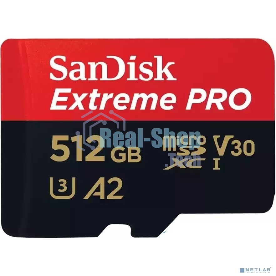 Флеш карта microSD 512Gb SanDisk microSDXC Class 10 UHS-I A2 C10 V30 U3 Extreme Pro (SD адаптер) 200Mb/s