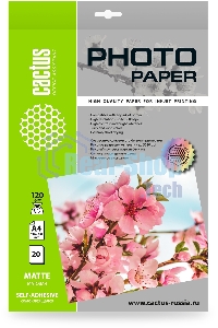 Фотобумага Cactus CS-MSA412020 A4/120г/м2/20л./белый матовое самоклей. для струйной печати