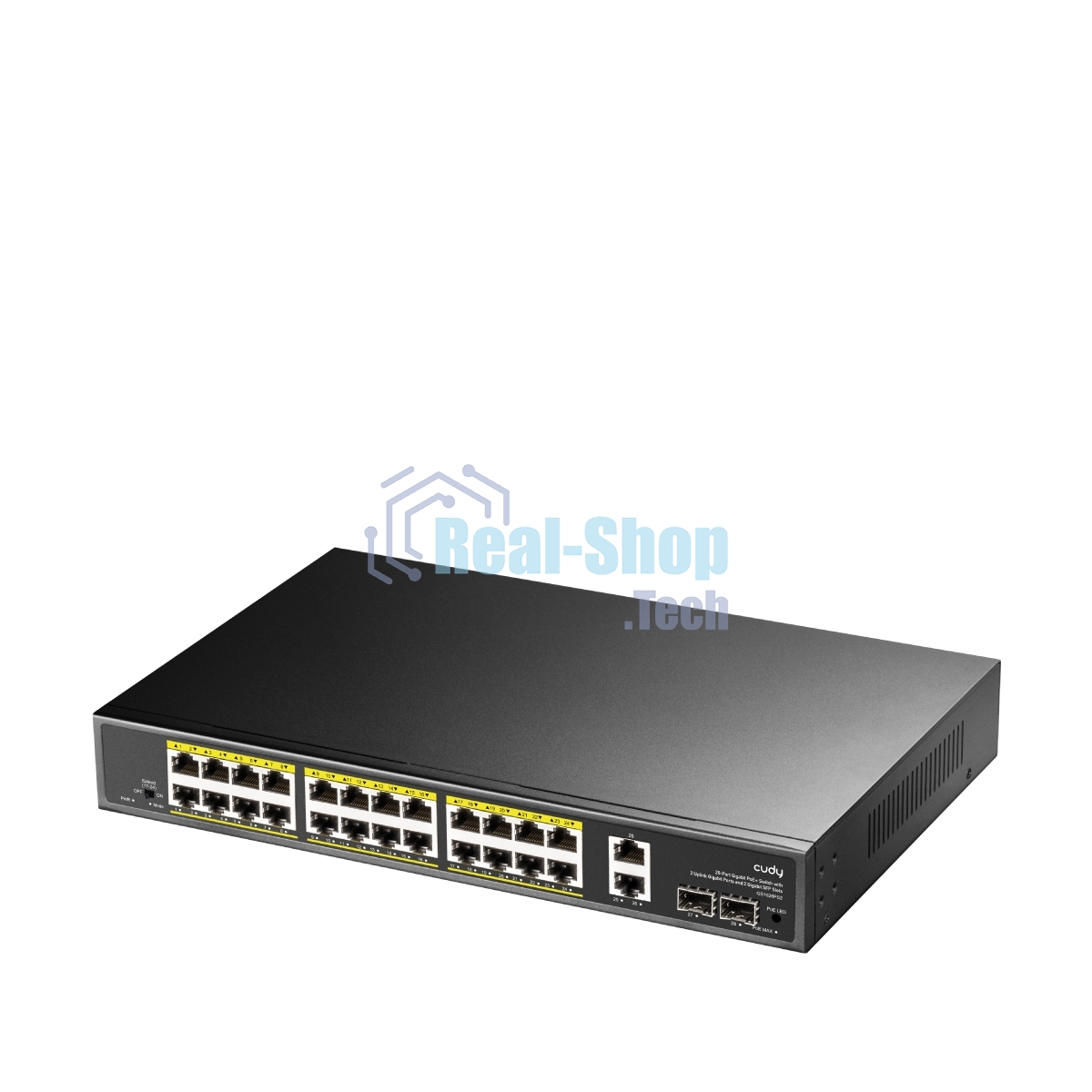 Коммутатор Cudy GS1026PS2, (L2) 26x1 Гбит/с 2xКомбо(1000BASE-T/SFP), 2SFP, 24PoE, 300W, неуправляемый