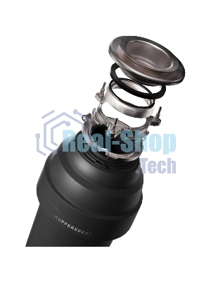 Измельчитель пищевых отходов Kuppersberg WS 550 B, High-Tech, мощность 550 Вт, 3400-3800 об/мин, защита от перегрева, авто выключение, DC мотор, шумоизоляция, уровень шума 70 дБ, черный