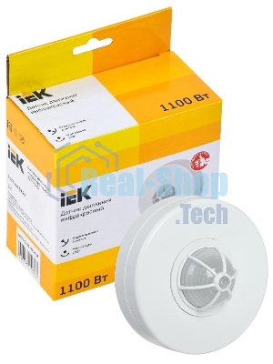 Датчик движения IEK LDD11-024B-1100-001 ДД 024В белый, макс. нагрузка 1100Вт, угол обзора 180-360гр, дальность 6м, IP33