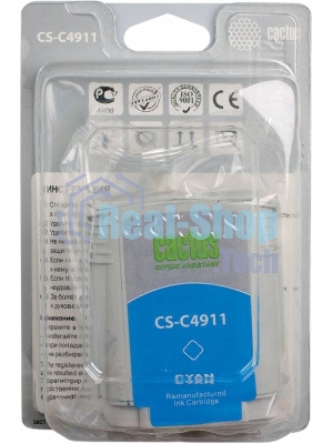 Картридж струйный Cactus CS-C4911 №82 голубой (72 мл) для HP Design Jet 500/800C