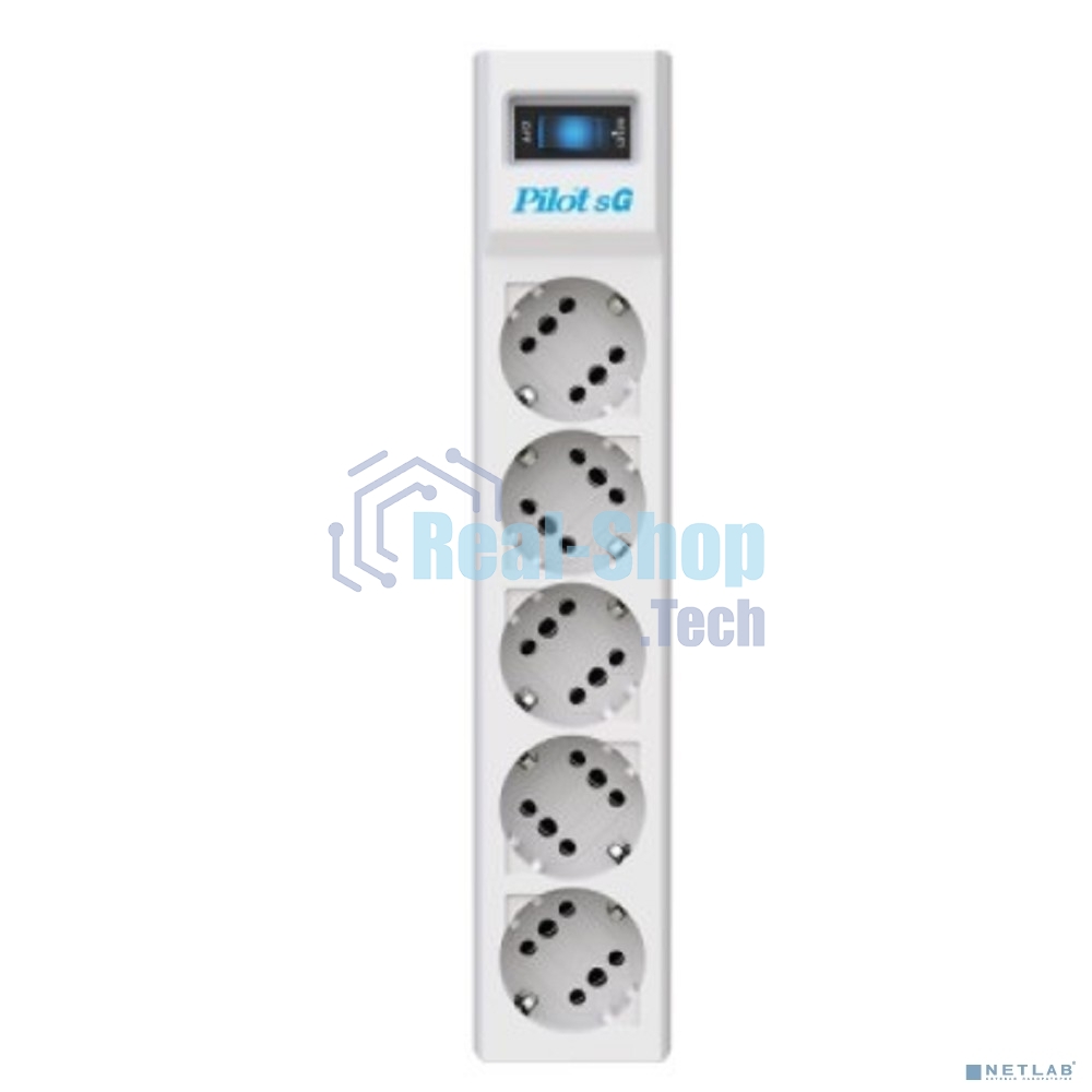 Сетевой фильтр ZIS PILOT Surge protector Pilot SG5 5 outlets (GP), 10A/2.2kVt, automatic circuit-breaker, 7 m