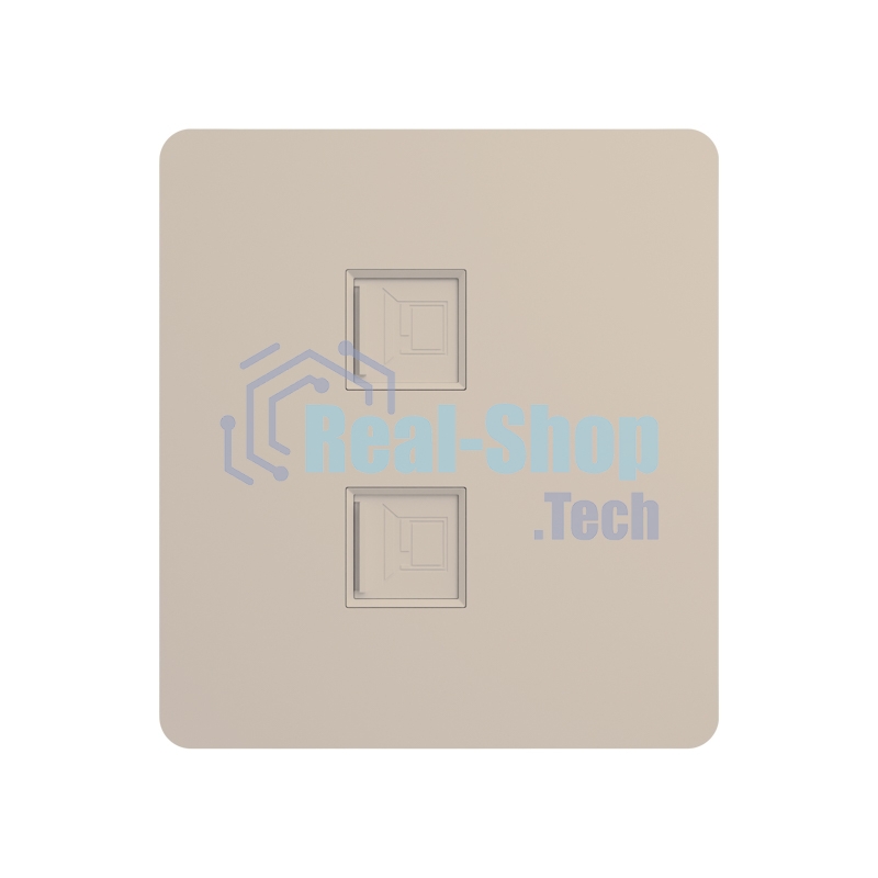 Розетка KRANZ ROUND компьютерная двойная RJ45+RJ45 кат6 с/у шелк