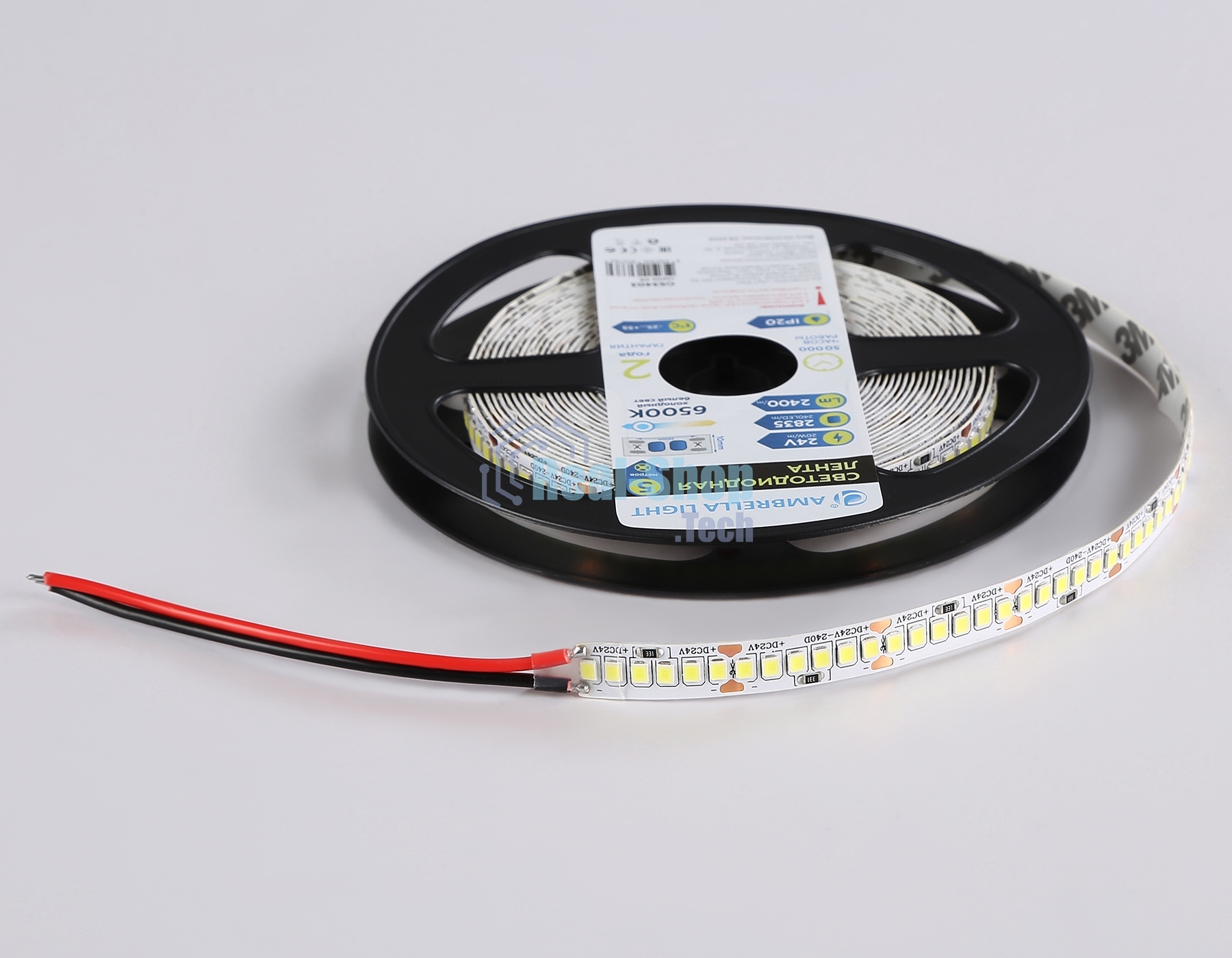 Светодиодная лента Ambrella light GS3403 2835 240Led/ 20W m/ 24V IP20 6500K/ 5000*10*1.2mm (2 конт.)