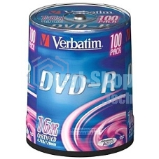 Диск DVD-R Verbatim 4.7Gb 16x Cake Box (100шт) (43549)
