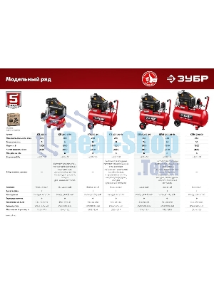 Компрессор воздушный безмасляный, 200 л/мин, 6 л, 1500 Вт, Зубр