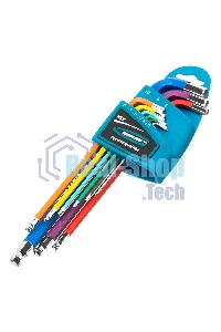 Набор ключей Gross 16400 имбусовых hex 1.5–10мм s2 9шт магнит экстра-длин. с шаром хром/краска