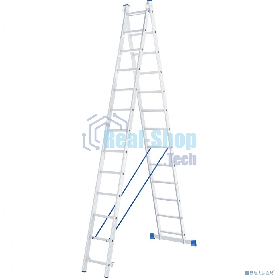 Лестница Сибртех, 2 х 13 ступеней, алюминиевая, двухсекционная