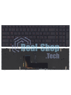 Клавиатура для ноутбука DNS Clevo P651 черная с рамкой с подсветкой