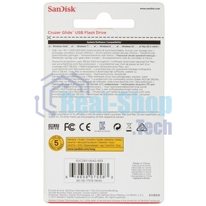 Флешка USB Sandisk 64Gb Cruzer Glide SDCZ60-064G-B35 USB 2.0 черный/красный
