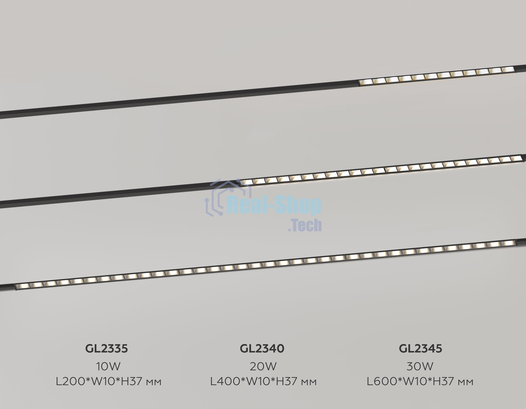 Трековый светильник GL2335 BK черный IP20 10W 3CCT 3000/4200/6400K 48V 200*10*37
