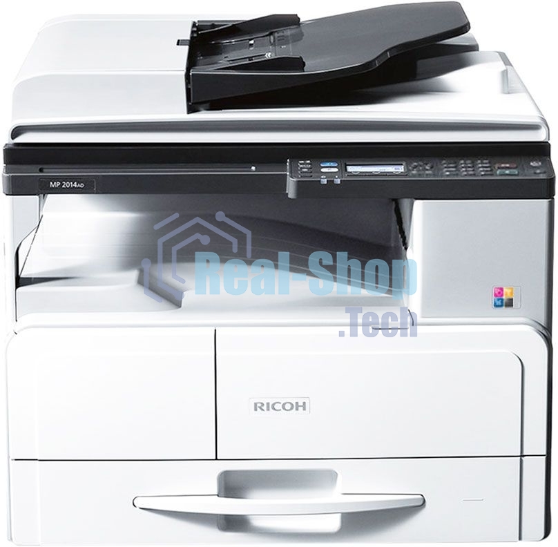 МФУ лазерное Ricoh MP 2014AD (912356/417378), A3, ч/б, печ. до 20 стр/мин. (А4) до 12 стр/мин. (А3), скан. до 6 стр/мин (цв.) 15 стр/мин (ч/б), 600x600dpi, USB