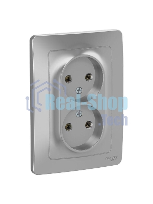 Розетка 2-м СП Blanca 16А 250В без шторок без заземл. алюм. SchE BLNRS000023