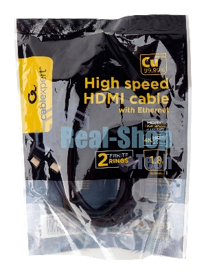 Кабель HDMI Cablexpert CCF2-HDMI4-6, 19M/19M, v2.0, медь, позол.разъемы, экран, 2 фер.кольца, 1,8м, черный, пакет