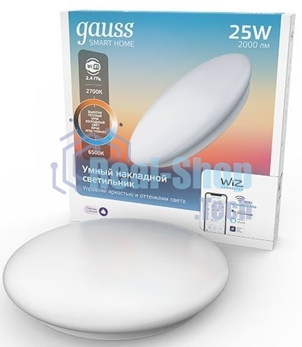 Светильник GaussSmartHome наст-потол 25W2000lm2700-6500К198-264V IP20 400x70мм изм.цвет.тем.+дим LED1/5