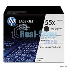 Картридж лазерный набор из 2 шт HP LaserJet CE255XD черный для LJ P3015(2 х 12500 стр)