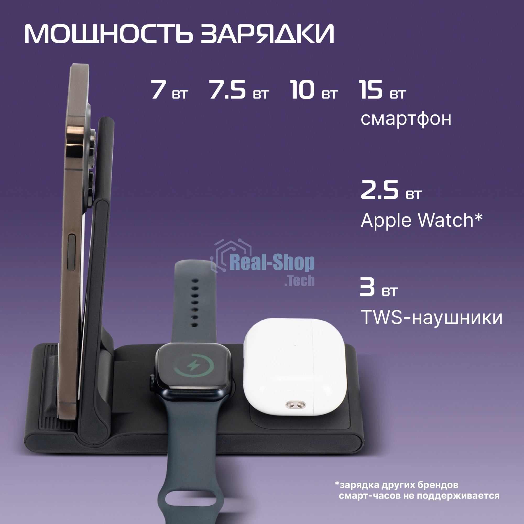 Беспроводное зарядное устройство Buro CWC-QC5 15W 3A (QI) USB-C универсальное черный