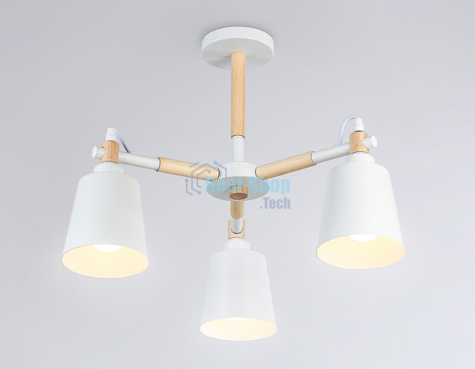 Светильник Ambrella light TR82204/3 WH/LW белый/светлое дерево E27/3 max 40W D560*430