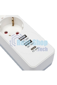 Сетевой фильтр Гарнизон EPS-OP-4-CU2-W-2 2.0 Мультипорт 4 р, 10А, 1xType-C PD, 2 х USB QC, 4 м, ур.защиты 4+, белый, пак (21449)