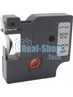 Картридж ленточный Cactus CS-D1-45010 12мм, черный шрифт, прозрачный фон, 7м для DYMO LM 160, 210D, 280, PnP, 420P, 500 TS; Rhino Pro 6000, 5200, 4200