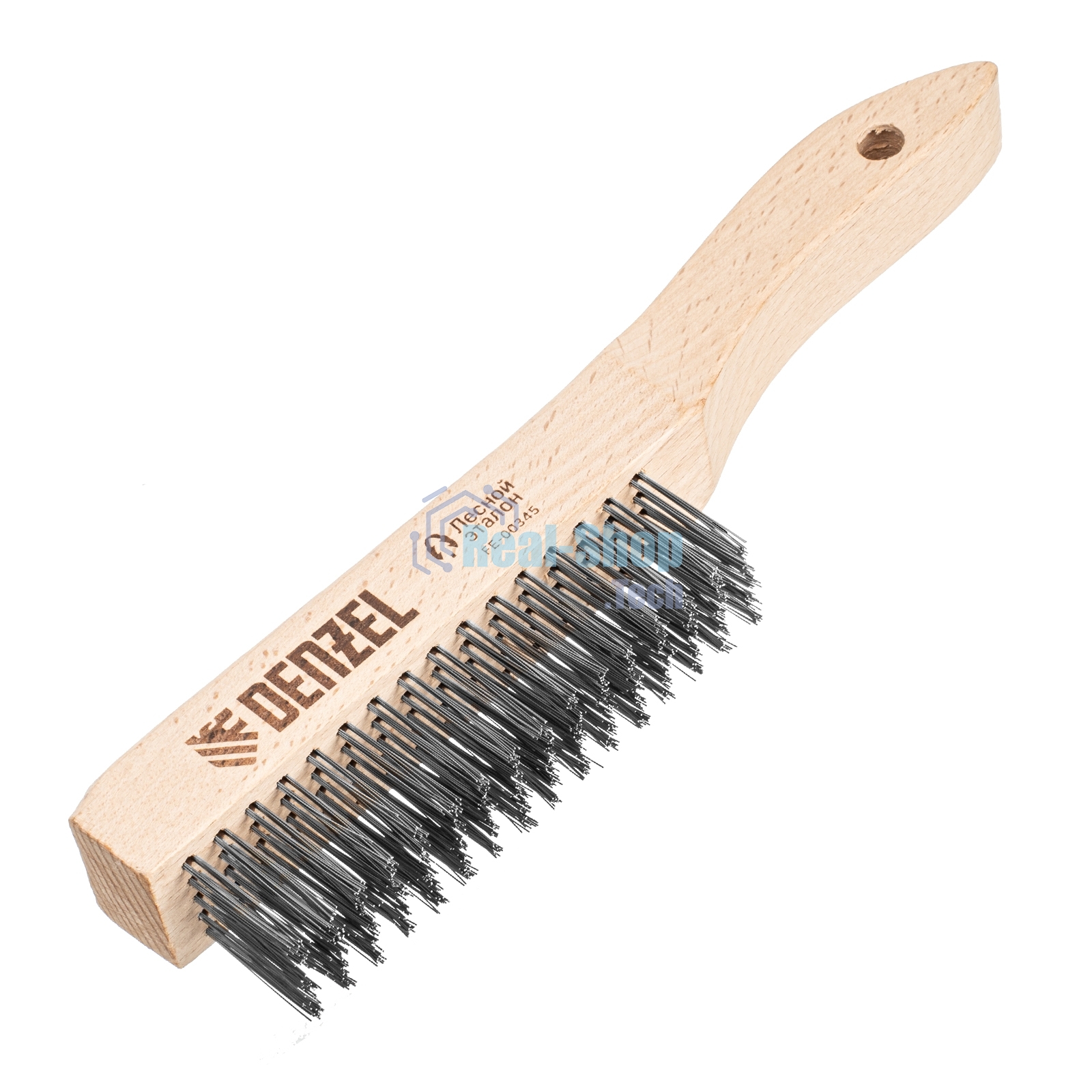Щетка зачистная Denzel 5-и рядная, прямая проволока из нержавеющей стали с деревянной ручкой, EFP