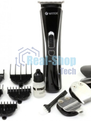 Триммер Vitek VT-2548 BK сеть/аккумулятор. Встроенная аккумуляторная батарея NiMh 2x1,2V AAA 800 mAh. Время зарядки от сети 8ч. Время автономной работы 45мин. Влажная очистка. Детальный триммер. Индикатор зарядки. Число установок длины 8. Максимальная длина стрижки 12мм. Минимальная длина стрижки 0,4. Способ регулировки длины регулировкой длины лезвий/сменой насадок. Материал лезвий высокачественная сталь. Число насадок 5. Стрижка бороды. Триммер для носа/ушей. Насадка для бритья. Аксессуары: Щеточка, смазочное масло.