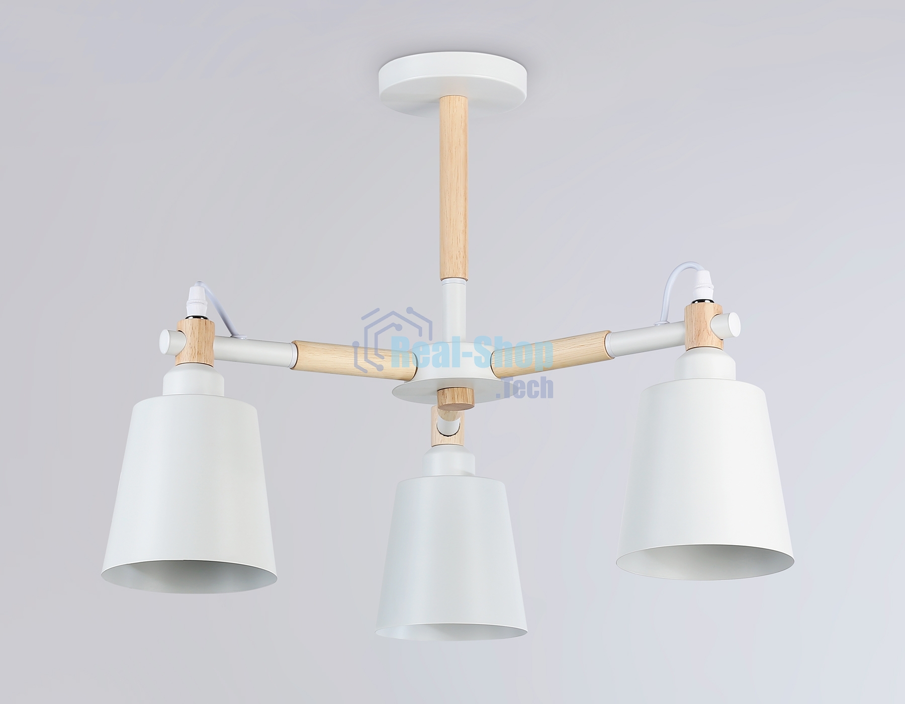 Светильник Ambrella light TR82204/3 WH/LW белый/светлое дерево E27/3 max 40W D560*430