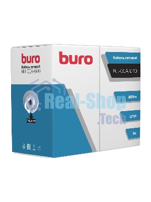 Кабель сетевой Buro UTP 4 пары cat5E solid 0.40мм CCA 305м серый