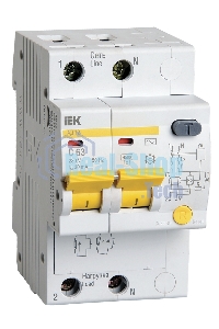 Выключатель автоматический дифференциального тока 2п C 63А 30мА тип AC 4.5кА АД-12 ИЭК MAD10-2-063-C-030