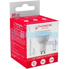 Лампа cветодиодная LED Thomson TH-B2327 GU10, полусфера, 8Вт, 6500К, белый холодный, 1 шт.