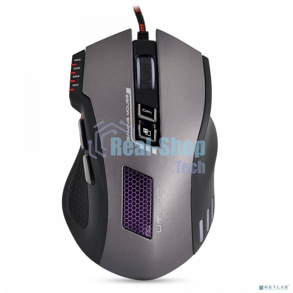Мышь проводная Crown Gaming CMXG-711 черный, 4000 dpi, USB, кнопки - 8