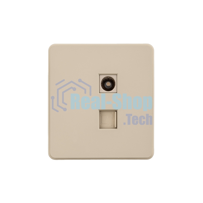 Розетка KRANZ ROUND компьютерная RJ45 кат6 + TV с/у шелк