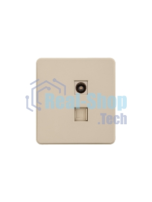 Розетка KRANZ ROUND компьютерная RJ45 кат6 + TV с/у шелк