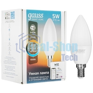 Лампа Светодиодная Gauss Smart Home DIM CCT E14 C37 5 Вт