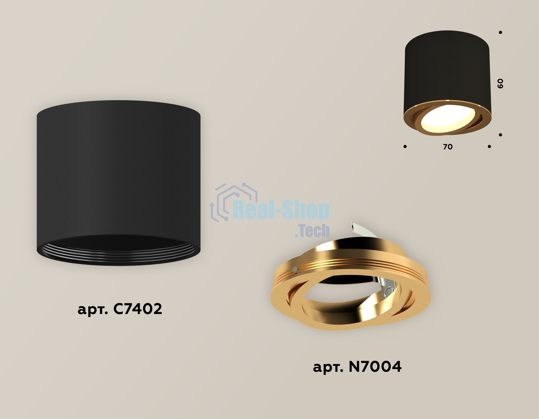 Светильник Ambrella Light XS7402003 SBK/PYG черный песок/золото желтое полированное MR16 GU5.3 (C7402, N7004)
