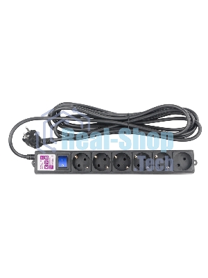 Фильтр-удлинитель PC 3 м 6 р, черный 16А, SPG6-B2
