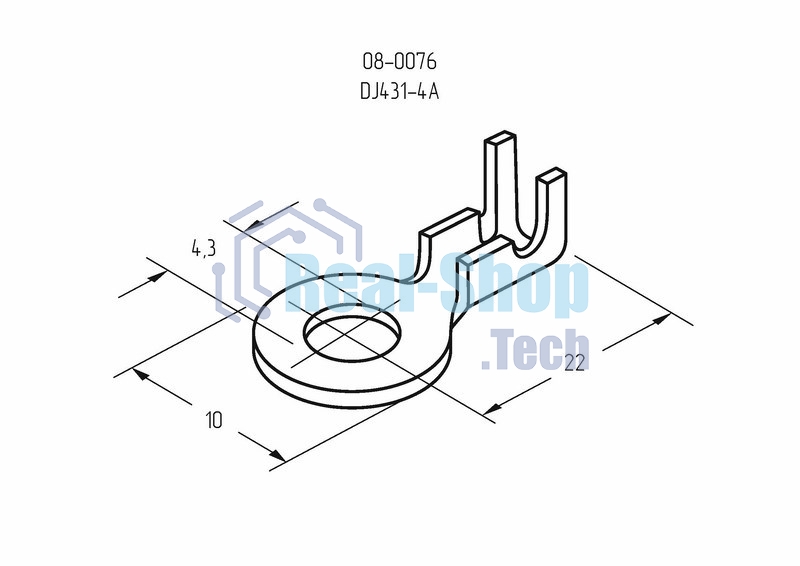Наконечник кольцевой Rexant, ø4.3 мм, 0.5-0.8 мм² (НК 4-0,5-0,8)