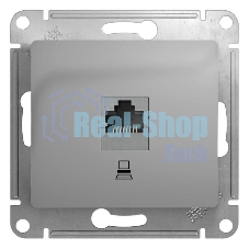 Механизм розетки комп. 1-м СП Glossa RJ45 CAT.5E алюм. SchE GSL000381K