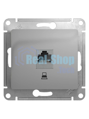 Механизм розетки комп. 1-м СП Glossa RJ45 CAT.5E алюм. SchE GSL000381K