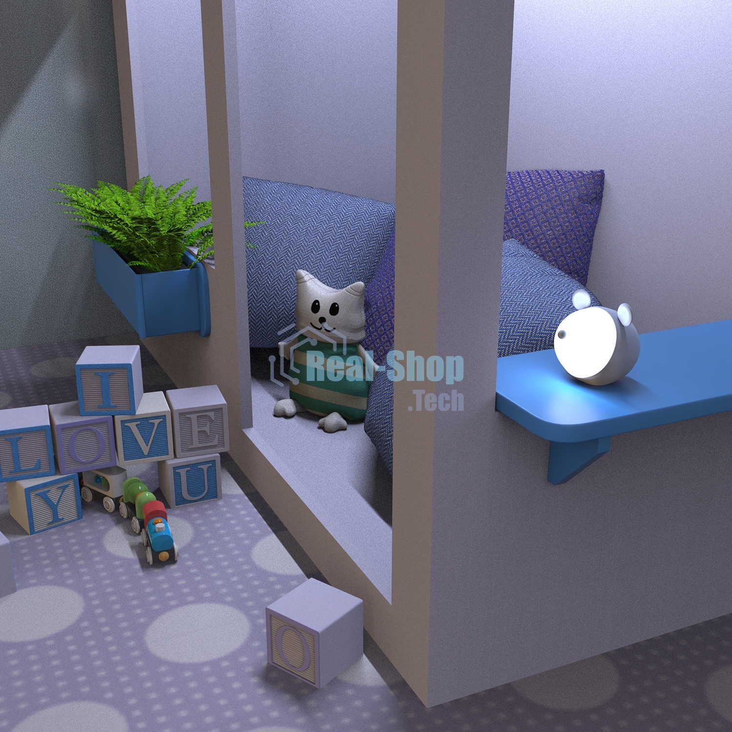 Ночник Gauss NN7026 мышка голубой