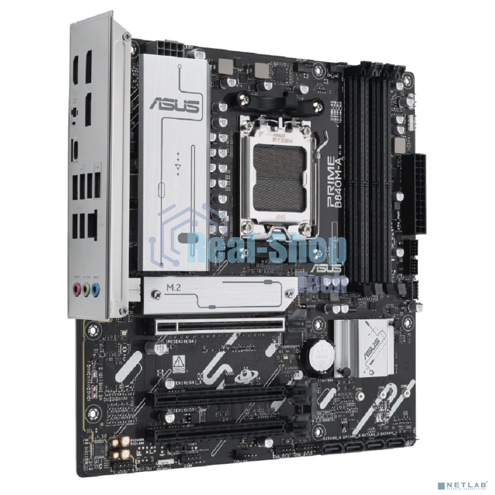 Материнская плата ASUS PRIME B840M-A-CSM, AM5, AMD B840, 4xDDR5, 4xSATA, 3xM.2, 1xPCI-E 4.0 x16, 2xPCI-E 3.0 x16, 1xRealtek 2.5Gb LAN, 2xUSB-A 10Gbps, 1xUSB-C 5Gbps, 4xUSB-A 2.0, 3x3.5 мм, 7.1, micro-ATX