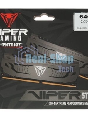 Оперативная память Patriot Viper Steel, DDR4, 64GB (2x32GB), 3600MHz, CL18, DIMM, радиатор, черный