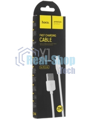 Кабель USB 2.0 hoco X1, AM/Lightning, белый, 2м