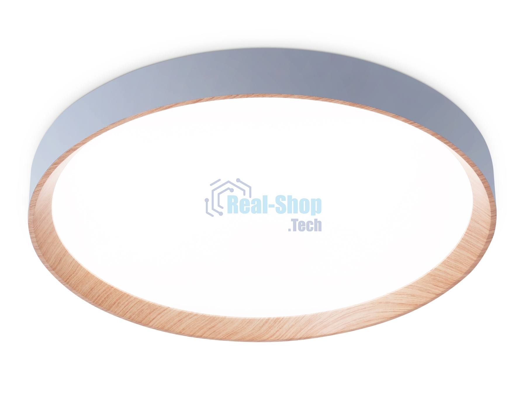Потолочный светодиодный светильник Ambrella light FZ1322 GR/LWD серый/светлое дерево IP20 60W 3000-6400K D490*80 (ПДУ ИК)