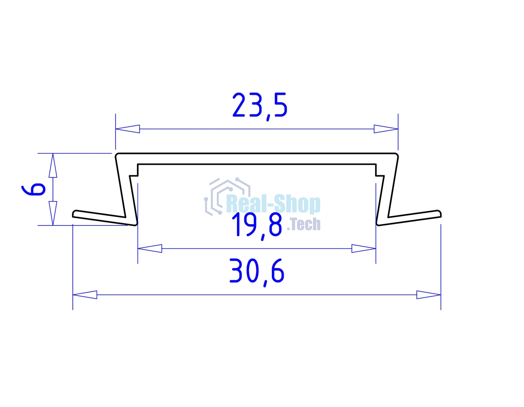 Алюминиевый профиль Ambrella light GP1100AL серебро 2000*30.6*6