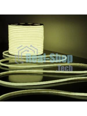 Лента светодиодная LS003 220V /  Гибкий неон 9.6W 144Led 2835 IP67 16mm 6500K круглый холодный белый, 50 м